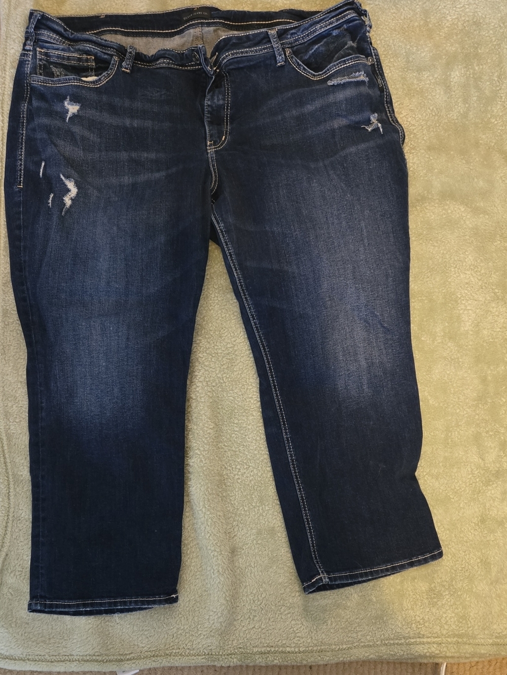 Silver Jeans Dark Blue Cropped Distressed Women's Jeans